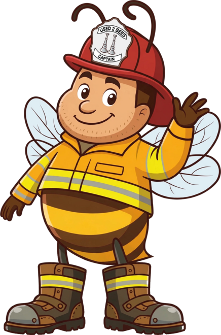 Used 2 Bees Fire Department base bee in yellow turnout gear and a red helmet
