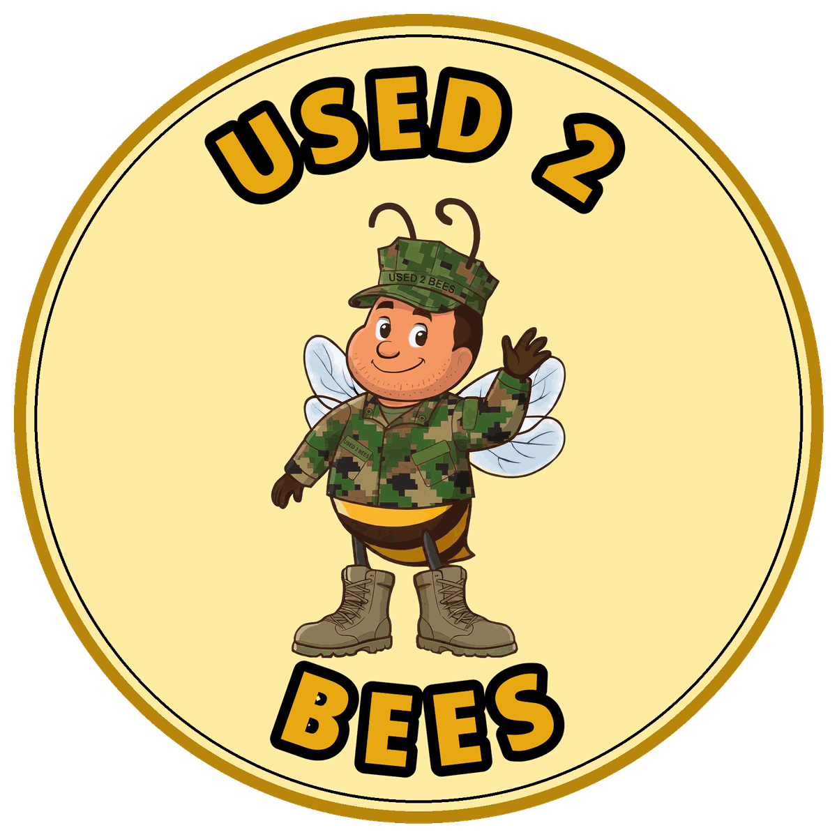 Used 2 Bees circle sticker — Field Camo Bee