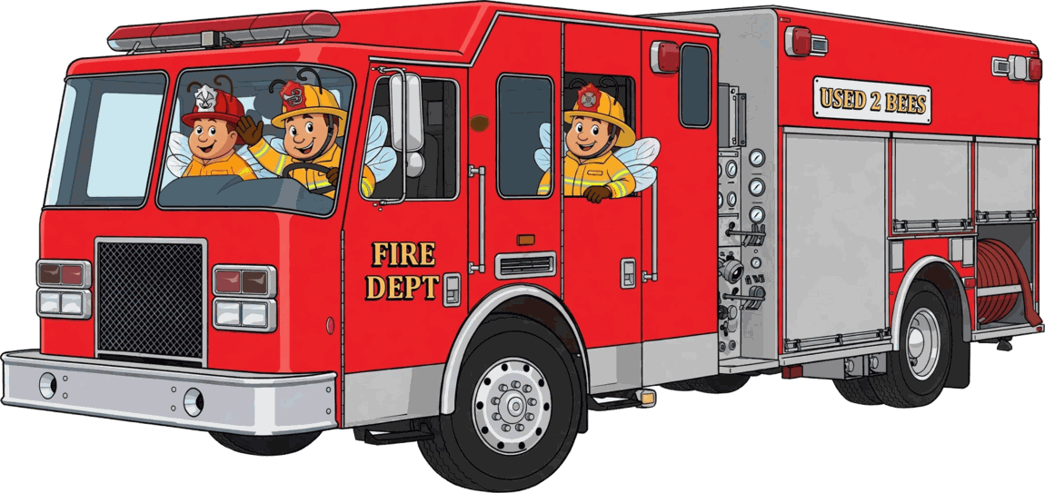 Red Used 2 Bees fire engine crewed by an Engineer, a Captain and a Firefighter bee