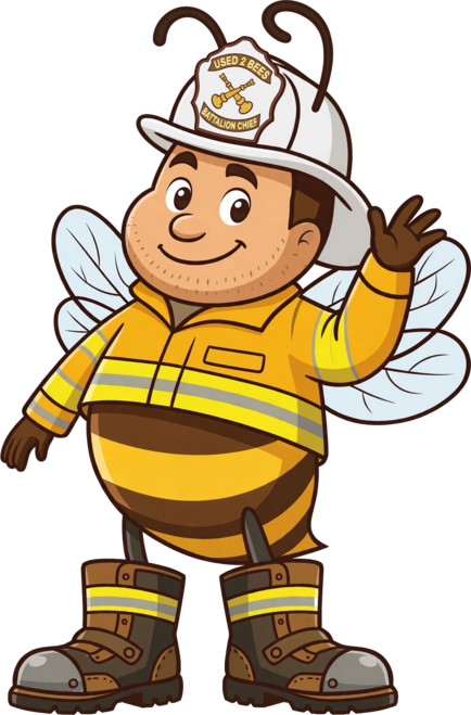 Used 2 Bees Fire Department base bee in yellow turnout gear and a white helmet