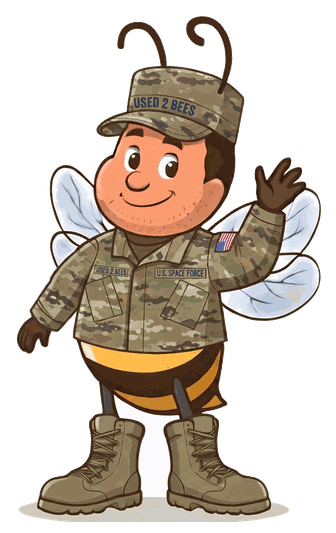 Male Used 2 Bees Space Force mascot in Operational Camouflage Pattern uniform
