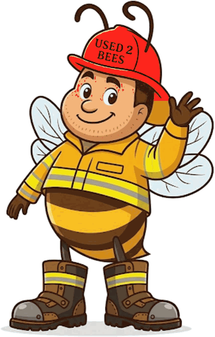 Used 2 Bees Fire Department base bee in yellow turnout gear and a red helmet