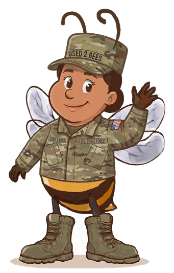 Female Used 2 Bees Space Force mascot in Operational Camouflage Pattern