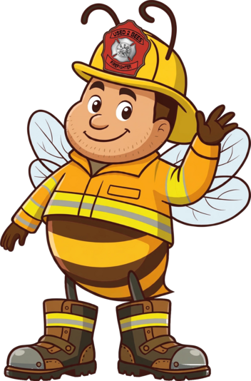 Used 2 Bees Fire Department base bee in yellow turnout gear and a yellow helmet